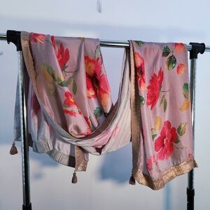 Floral Light Purple/Pink and Gold Scarf